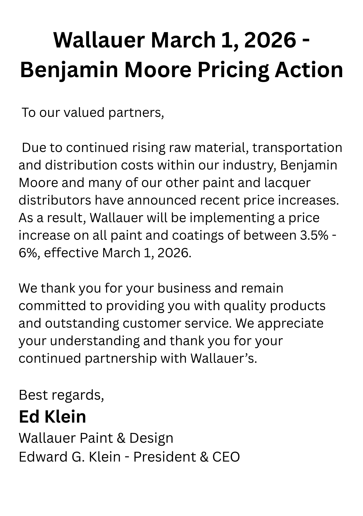 Wallauer Benjamin Moore Price Change